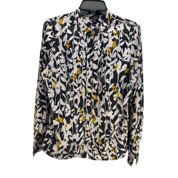 Guess Womens Floral Long Sleeve Button-Down Blouse Size M Polyester - Picture 1 of 8